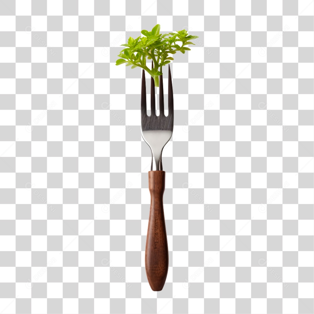 Garfo com Broto de Planta PNG Transparente