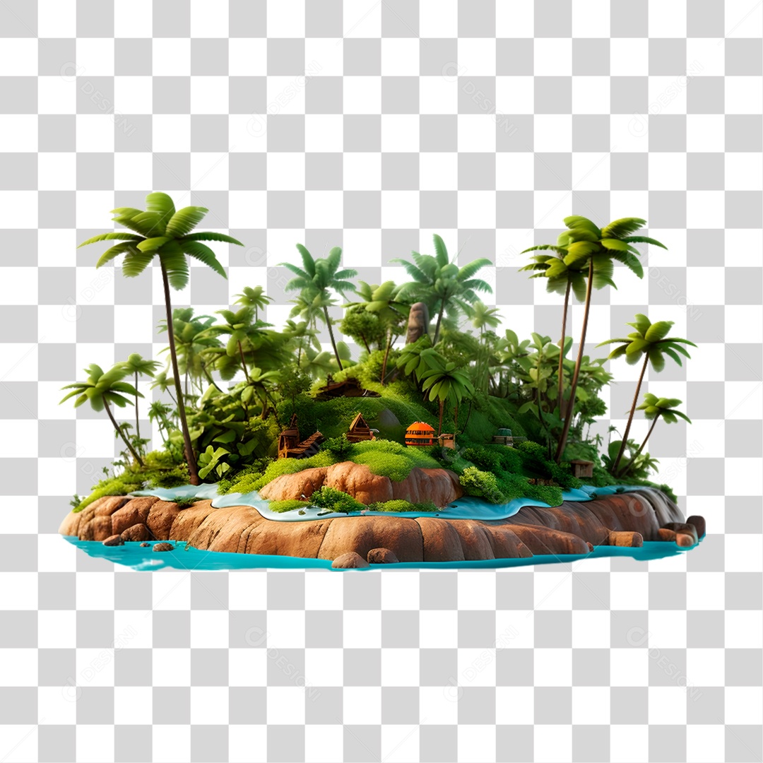 Ilha Redonda Paisagem PNG Transparente