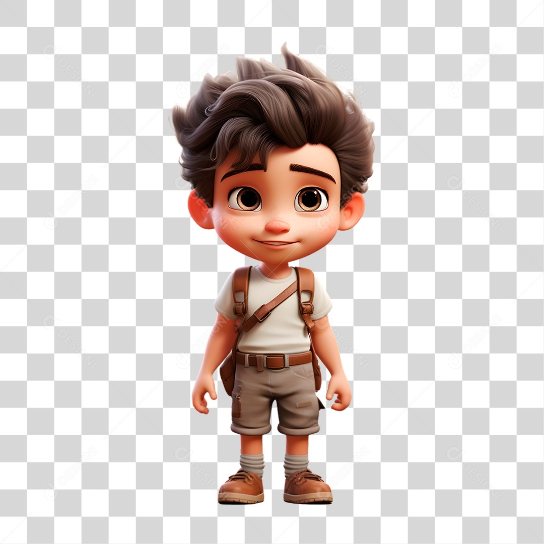 Menino com Mochila nas Costa PNG Transparente