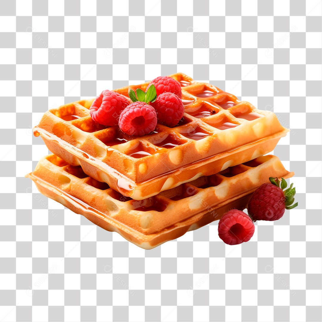 Waffles Belga com Cereja PNG Transparente