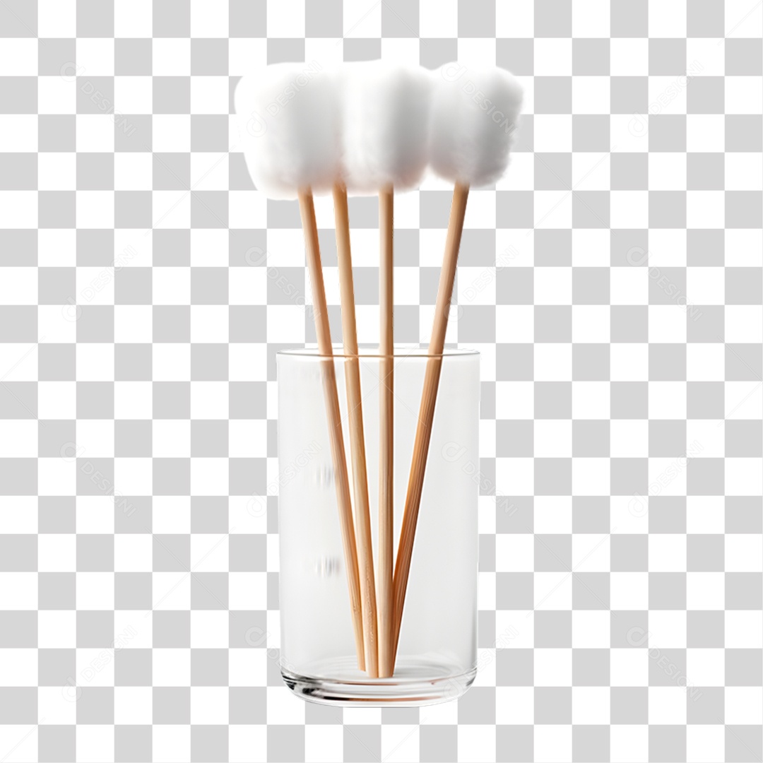 Palito com Algodão PNG Transparente