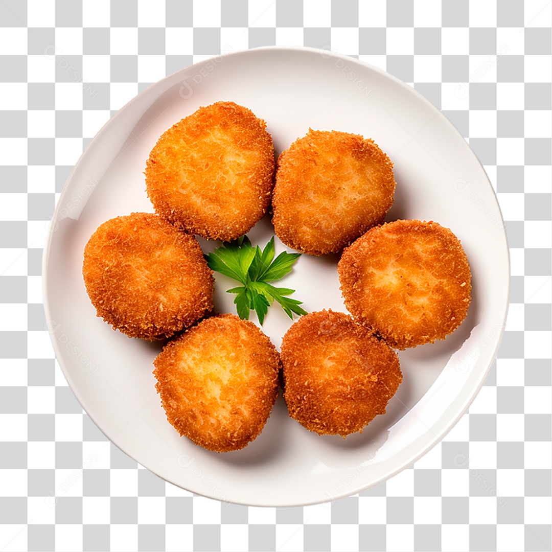 Prato com Nuggets de Frango PNG Transparente