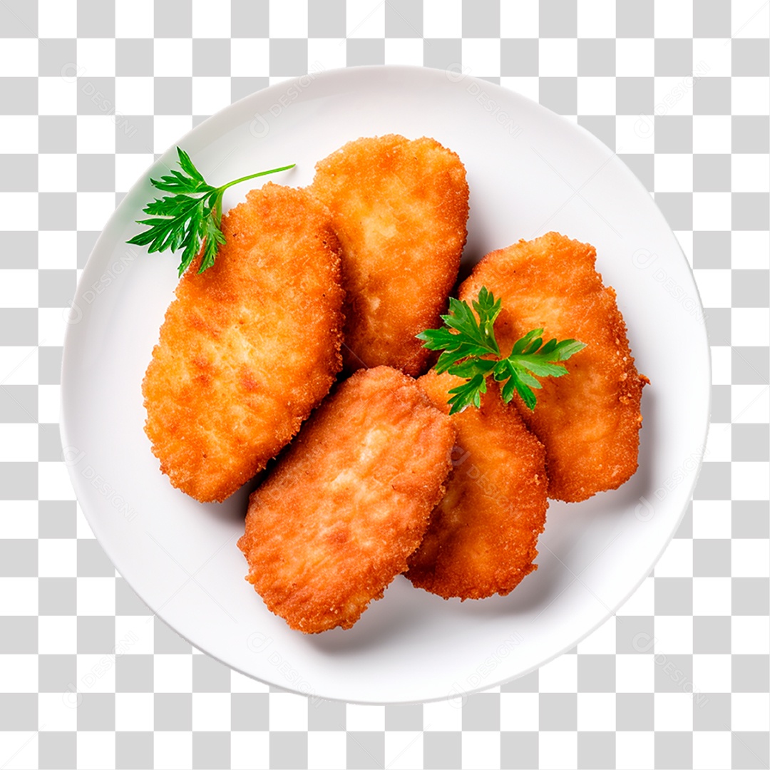 Prato com Nuggets de Frango PNG Transparente