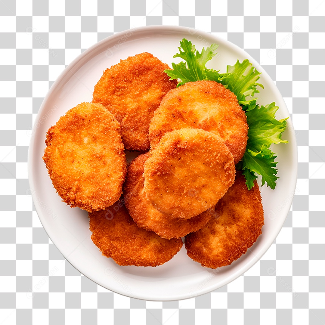Prato com Nuggets de Frango PNG Transparente