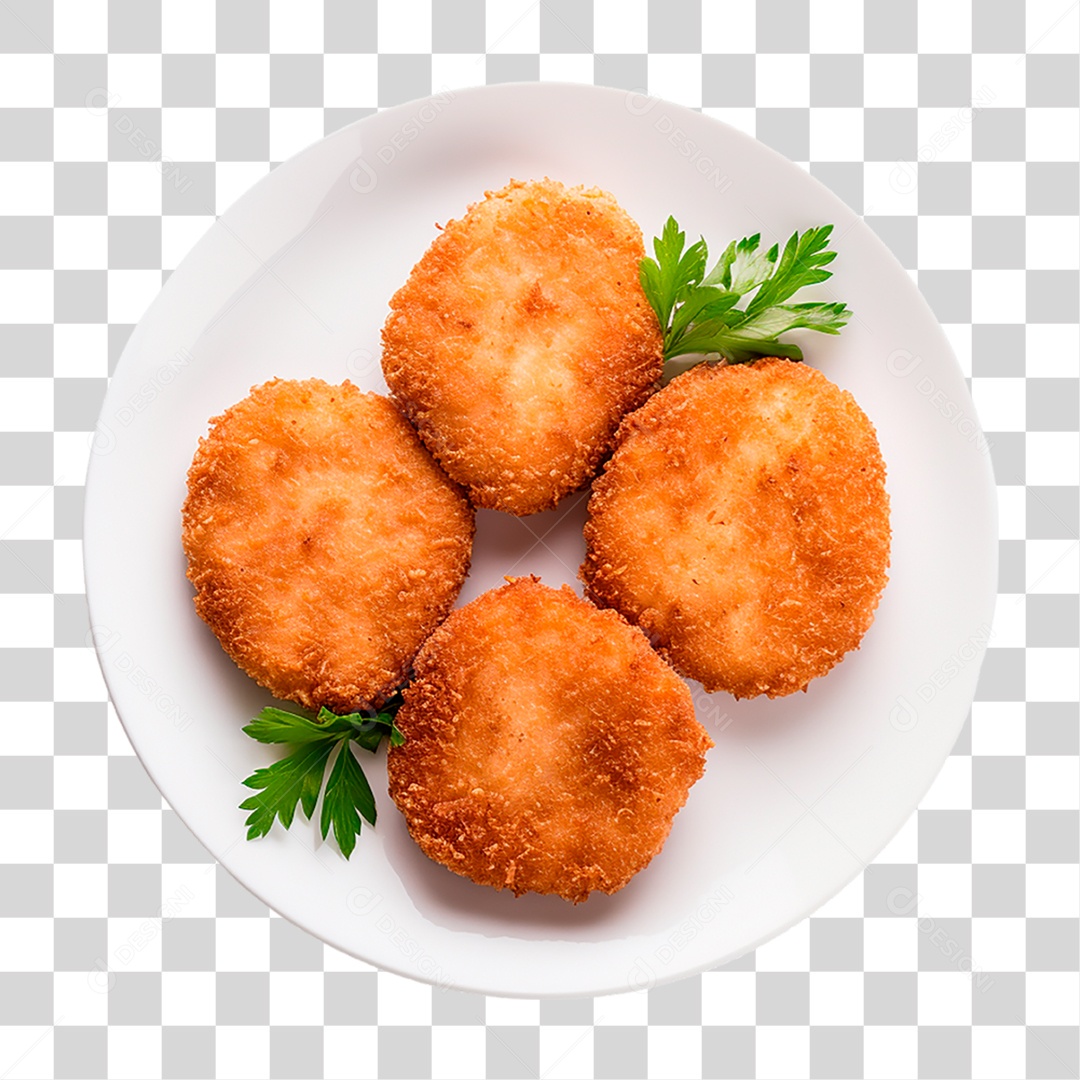 Prato com Nuggets de Frango PNG Transparente