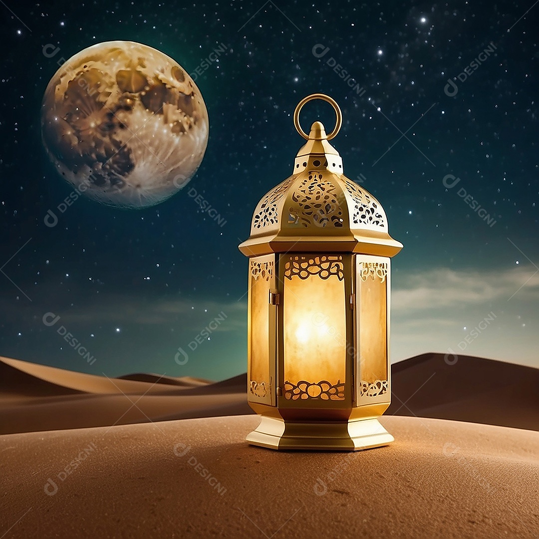 Padrão ouro islâmico espaço vazio luzes fundo