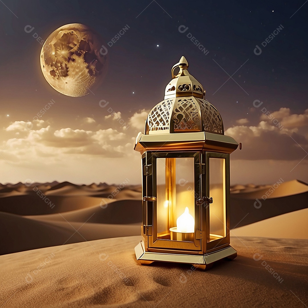 Padrão ouro islâmico espaço vazio luzes fundo