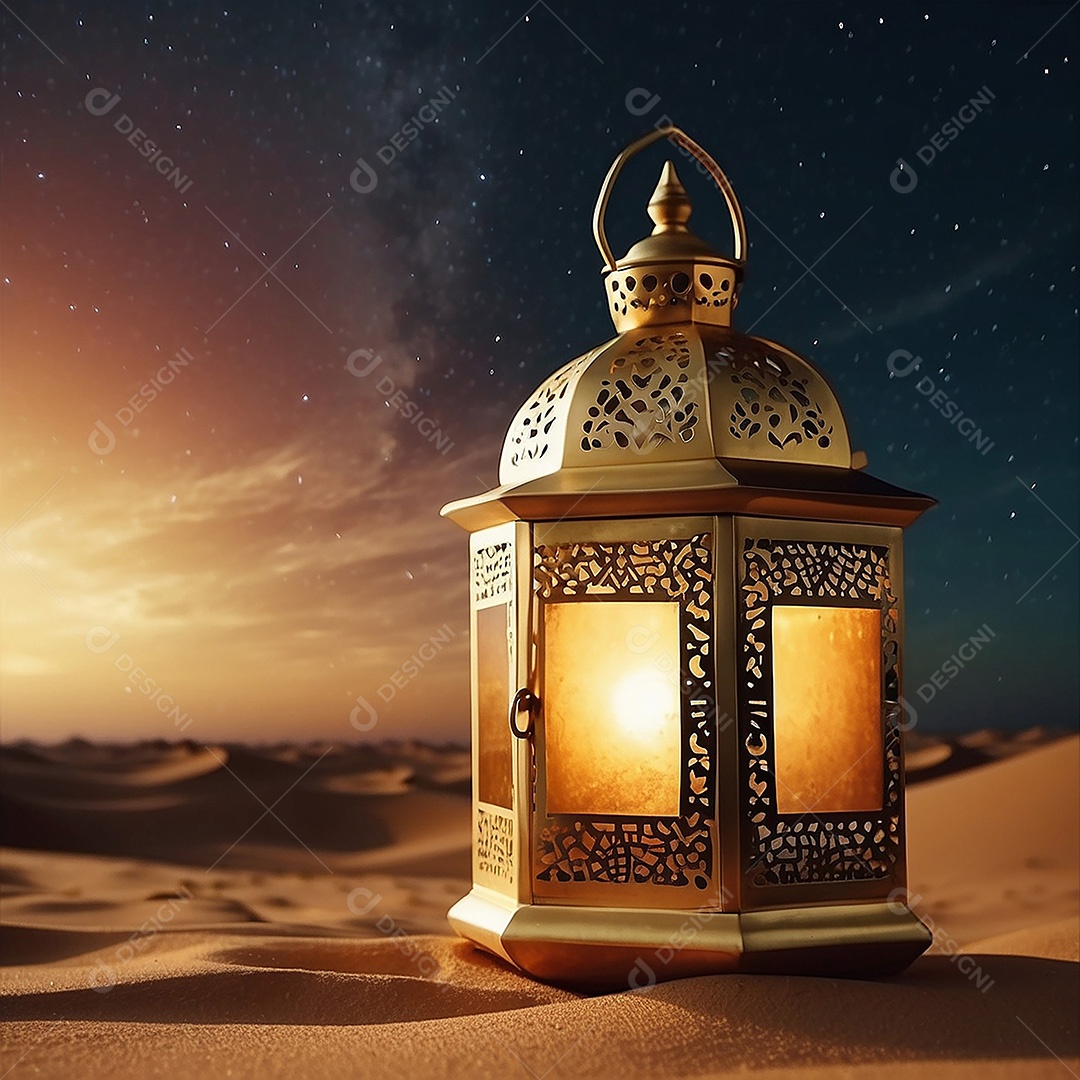 Padrão ouro islâmico espaço vazio luzes fundo