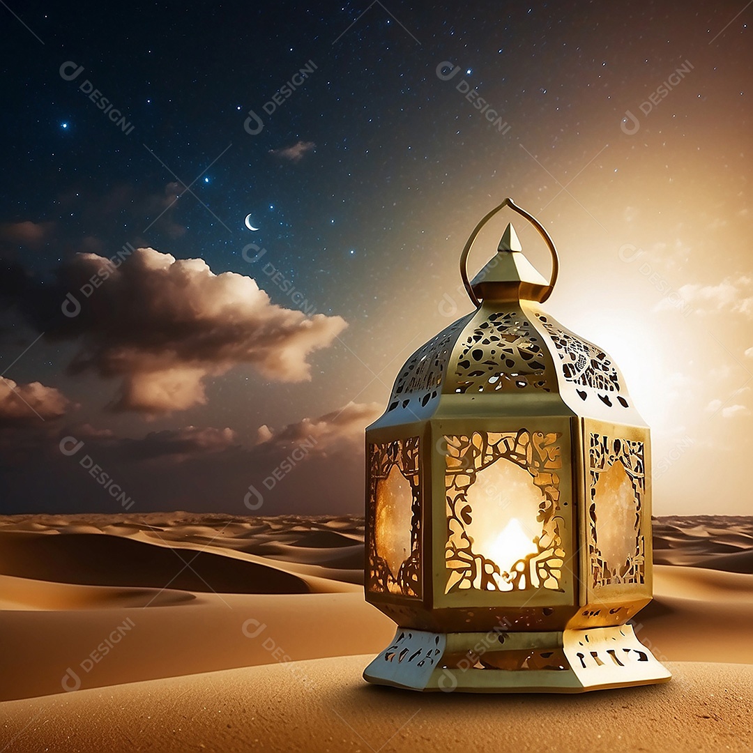 Padrão ouro islâmico espaço vazio luzes fundo