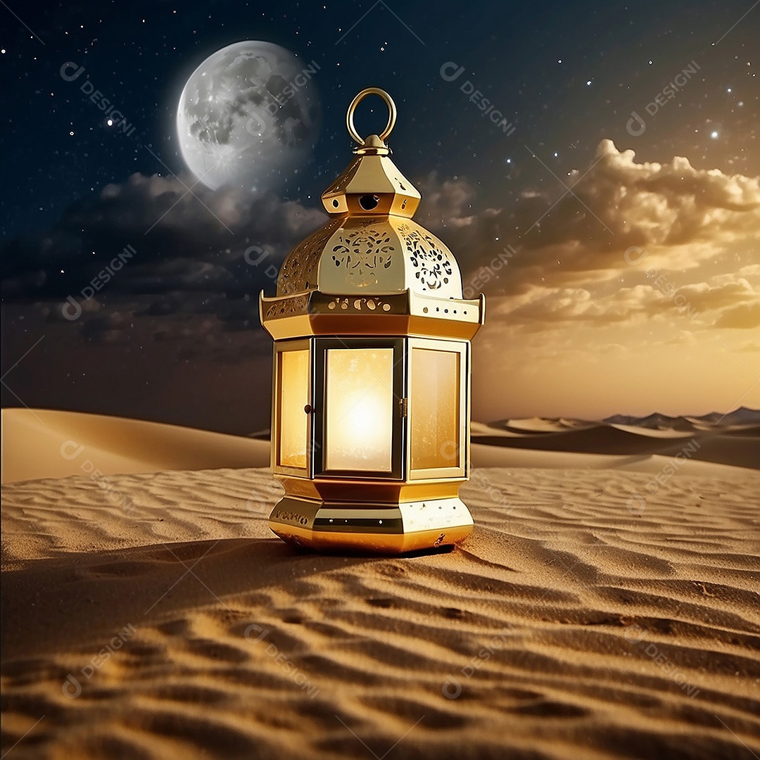 Padrão ouro islâmico espaço vazio luzes fundo