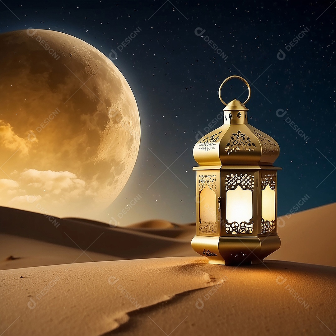 Padrão ouro islâmico espaço vazio luzes fundo