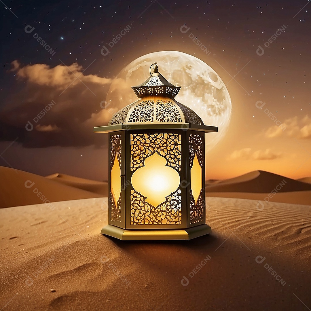 Padrão ouro islâmico espaço vazio luzes fundo