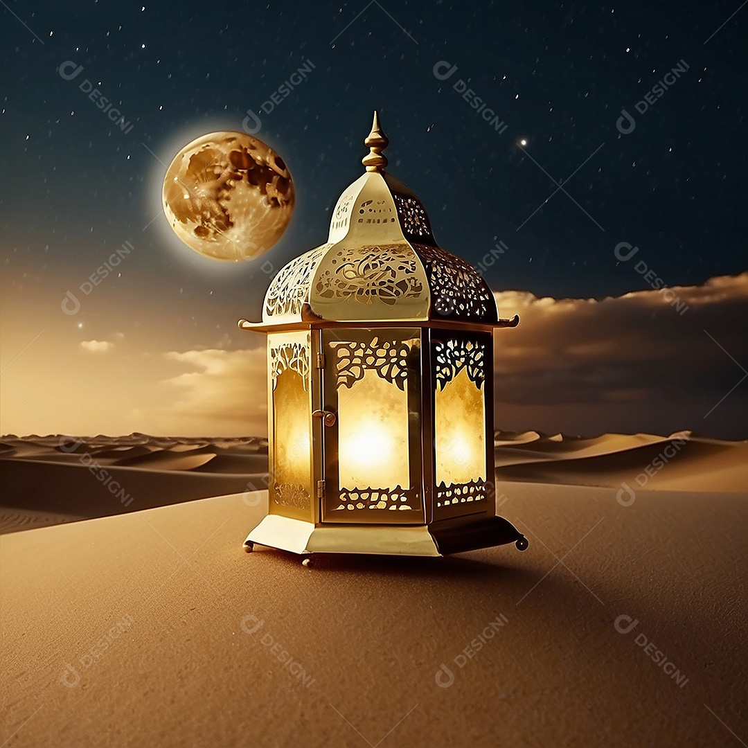 Padrão ouro islâmico espaço vazio luzes fundo