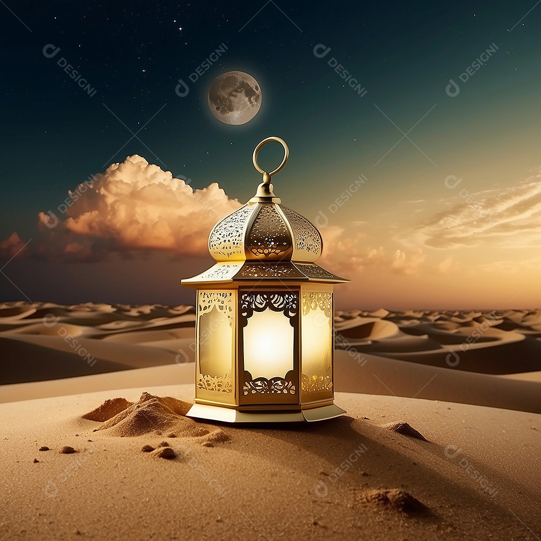 Padrão ouro islâmico espaço vazio luzes fundo