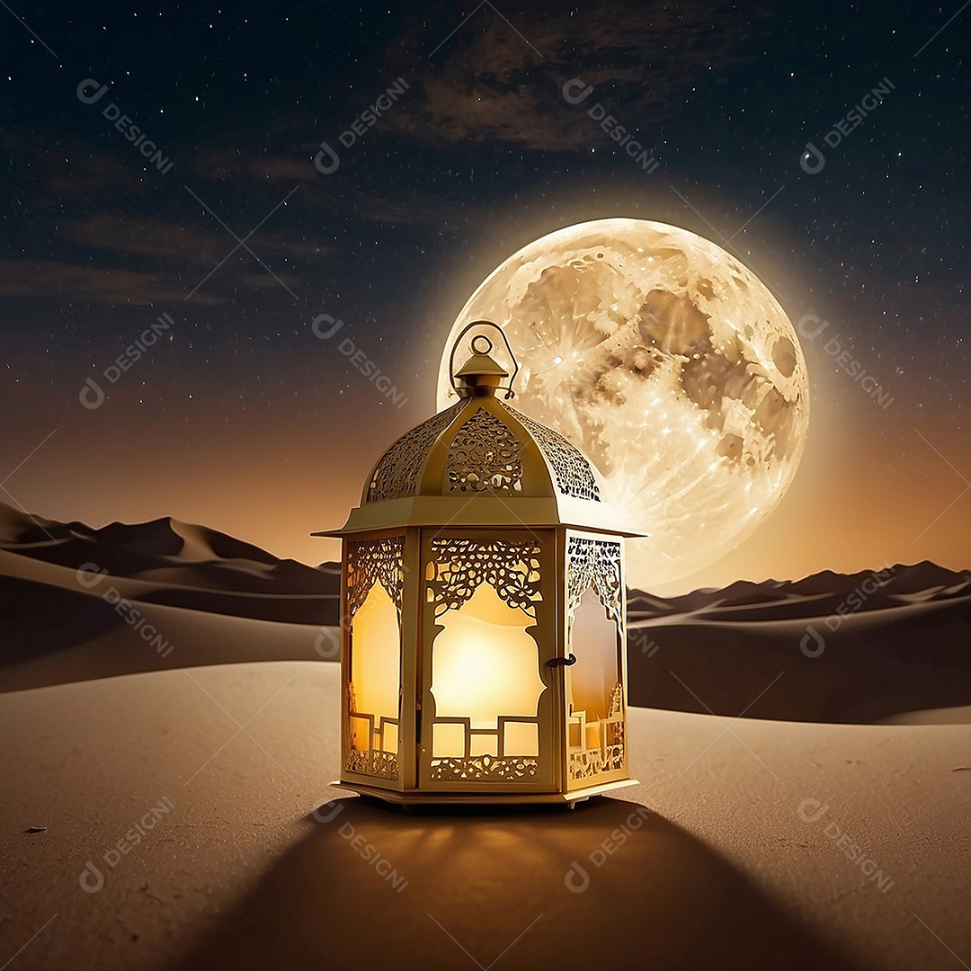 Padrão ouro islâmico espaço vazio luzes fundo