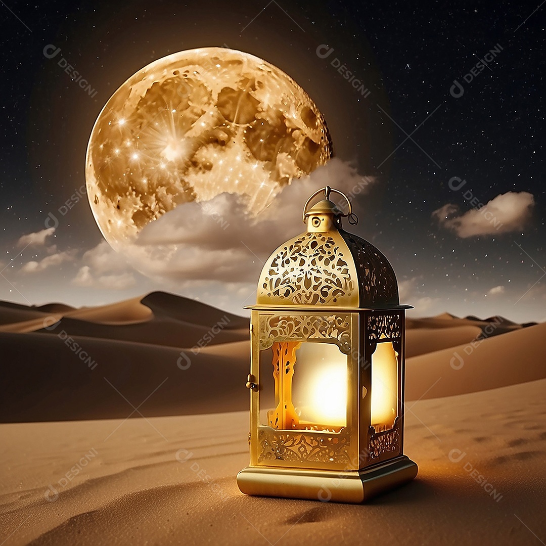 Padrão ouro islâmico espaço vazio luzes fundo