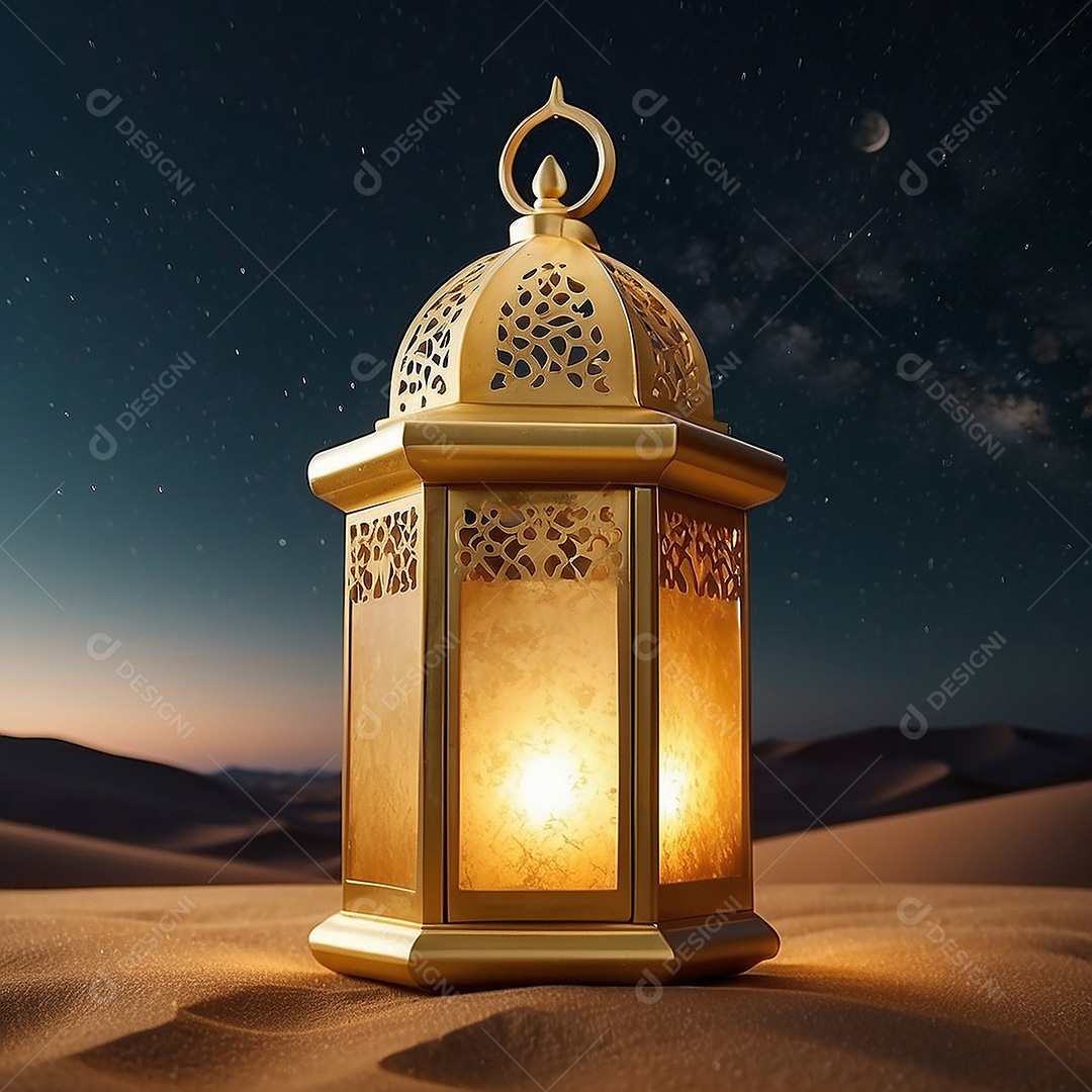 Padrão ouro islâmico espaço vazio luzes fundo