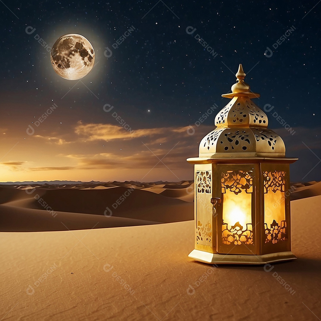 Padrão ouro islâmico espaço vazio luzes fundo