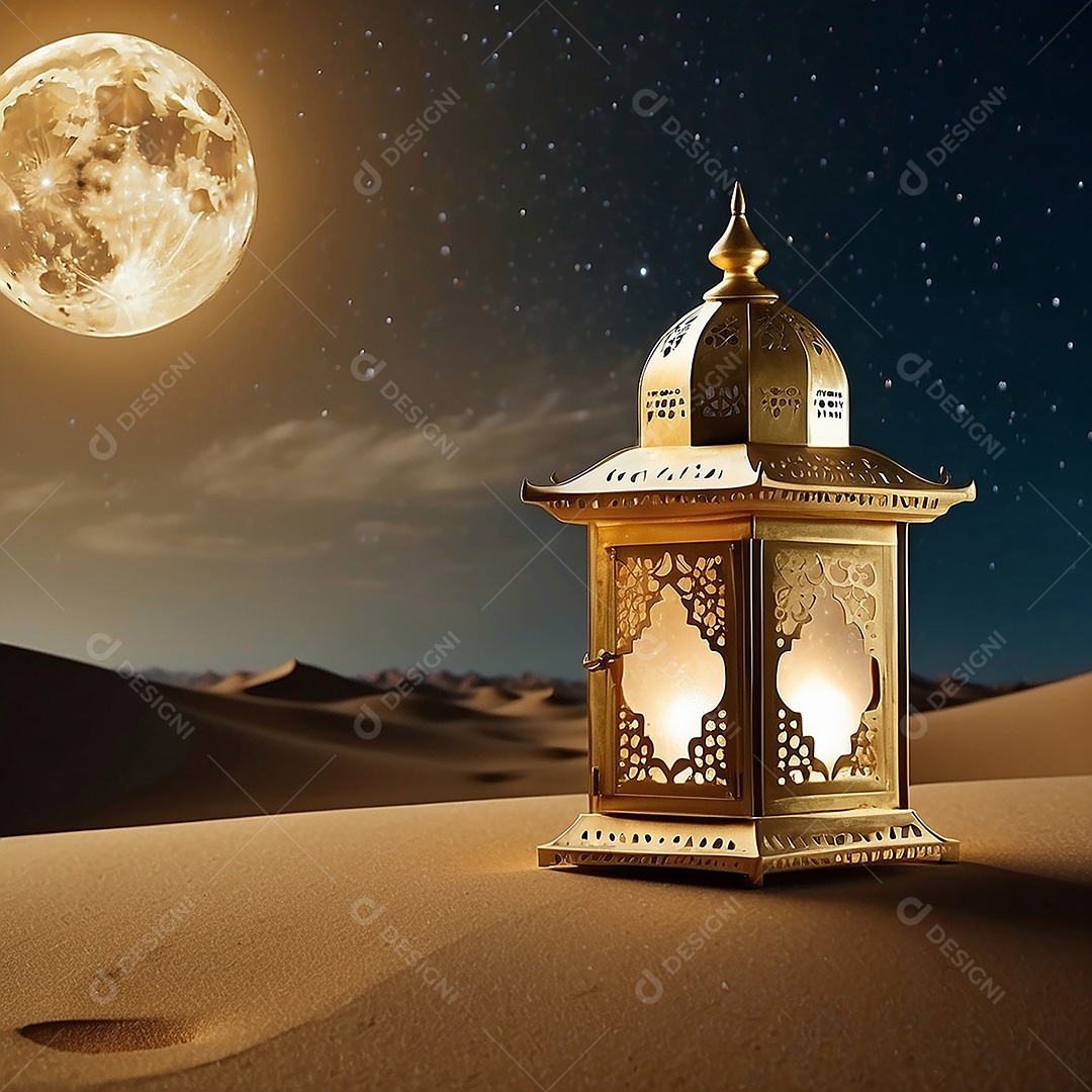 Padrão ouro islâmico espaço vazio luzes fundo