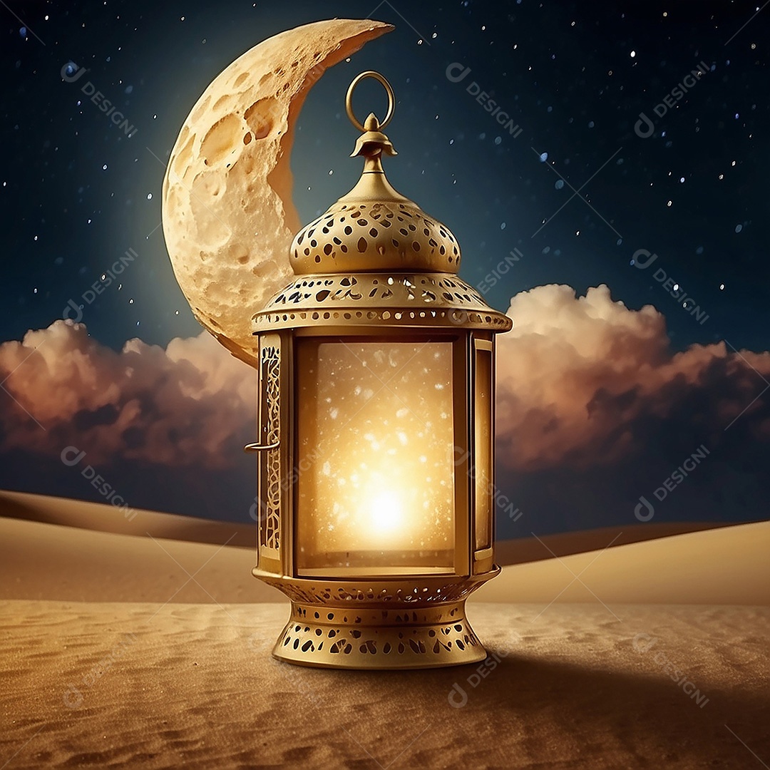 Padrão ouro islâmico espaço vazio luzes fundo