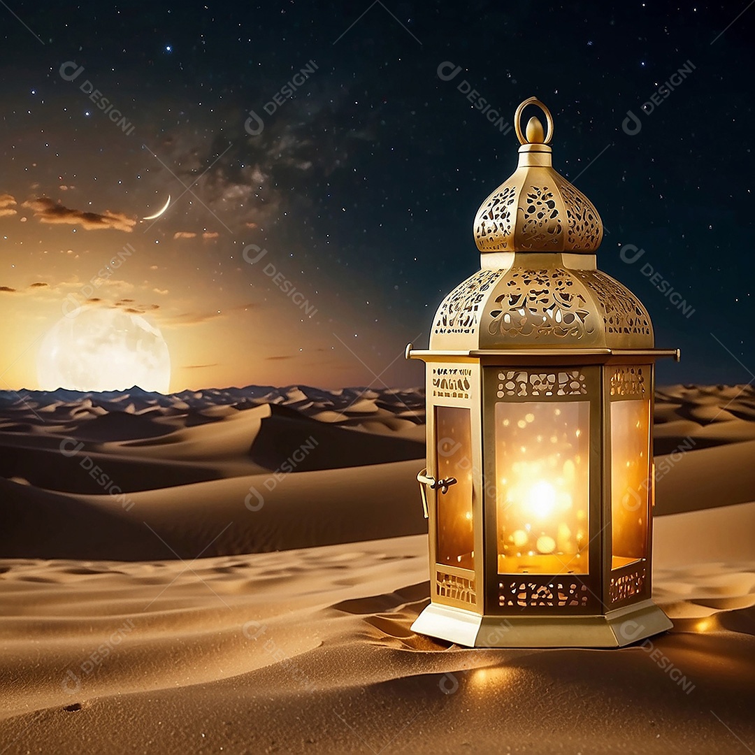 Padrão ouro islâmico espaço vazio luzes fundo