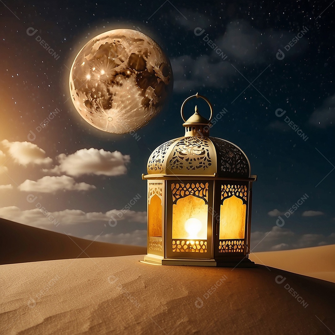 Padrão ouro islâmico espaço vazio luzes fundo