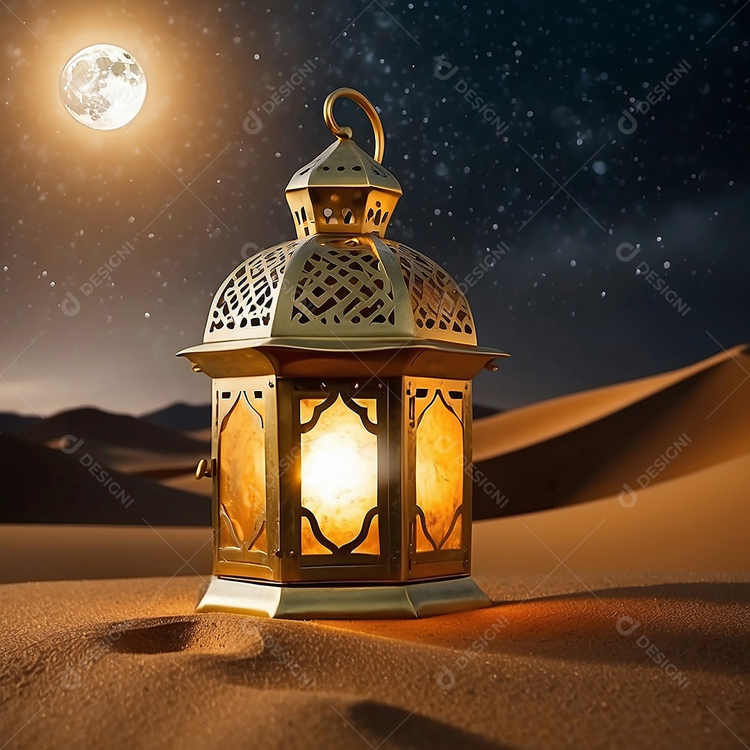 Padrão ouro islâmico espaço vazio luzes fundo