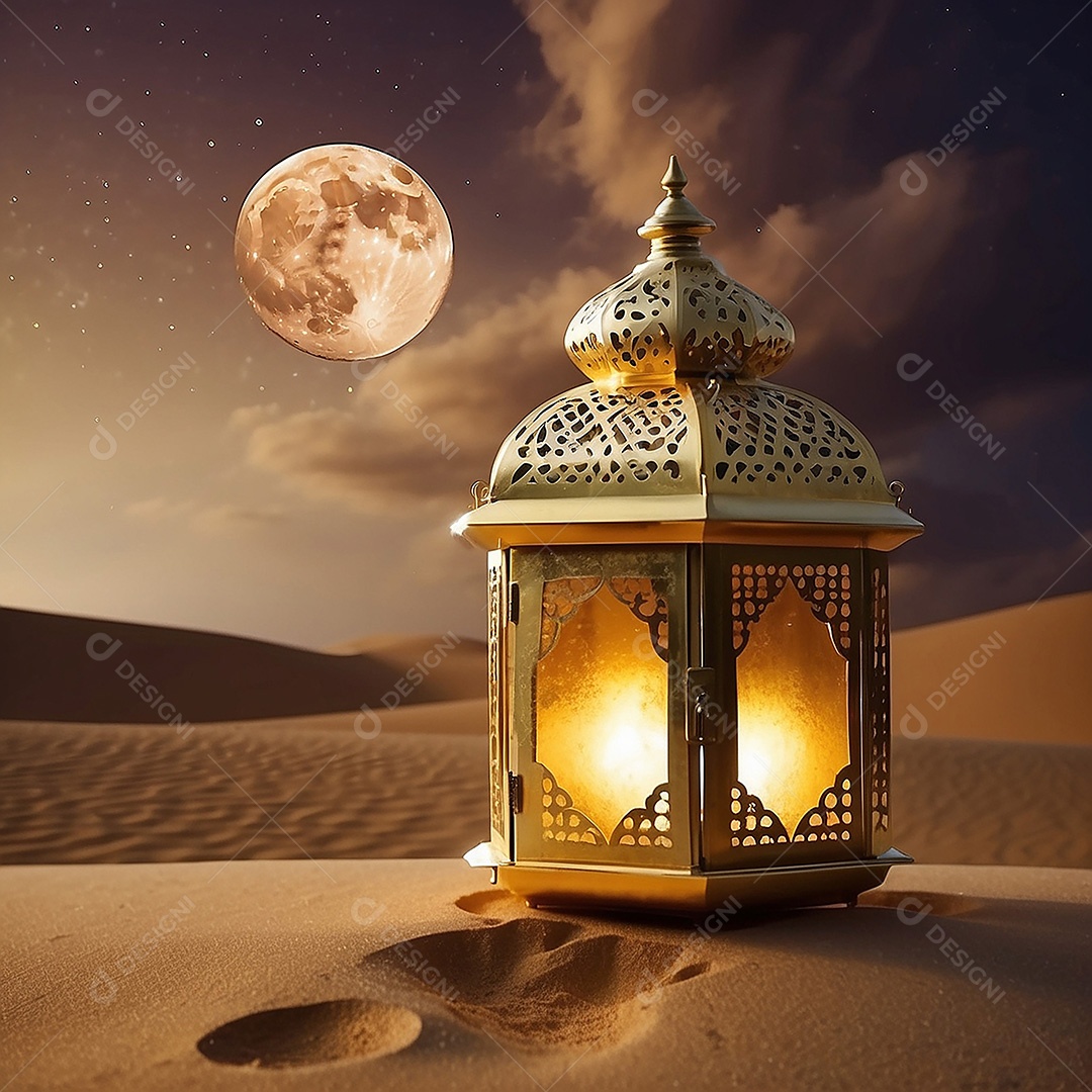 Padrão ouro islâmico espaço vazio luzes fundo