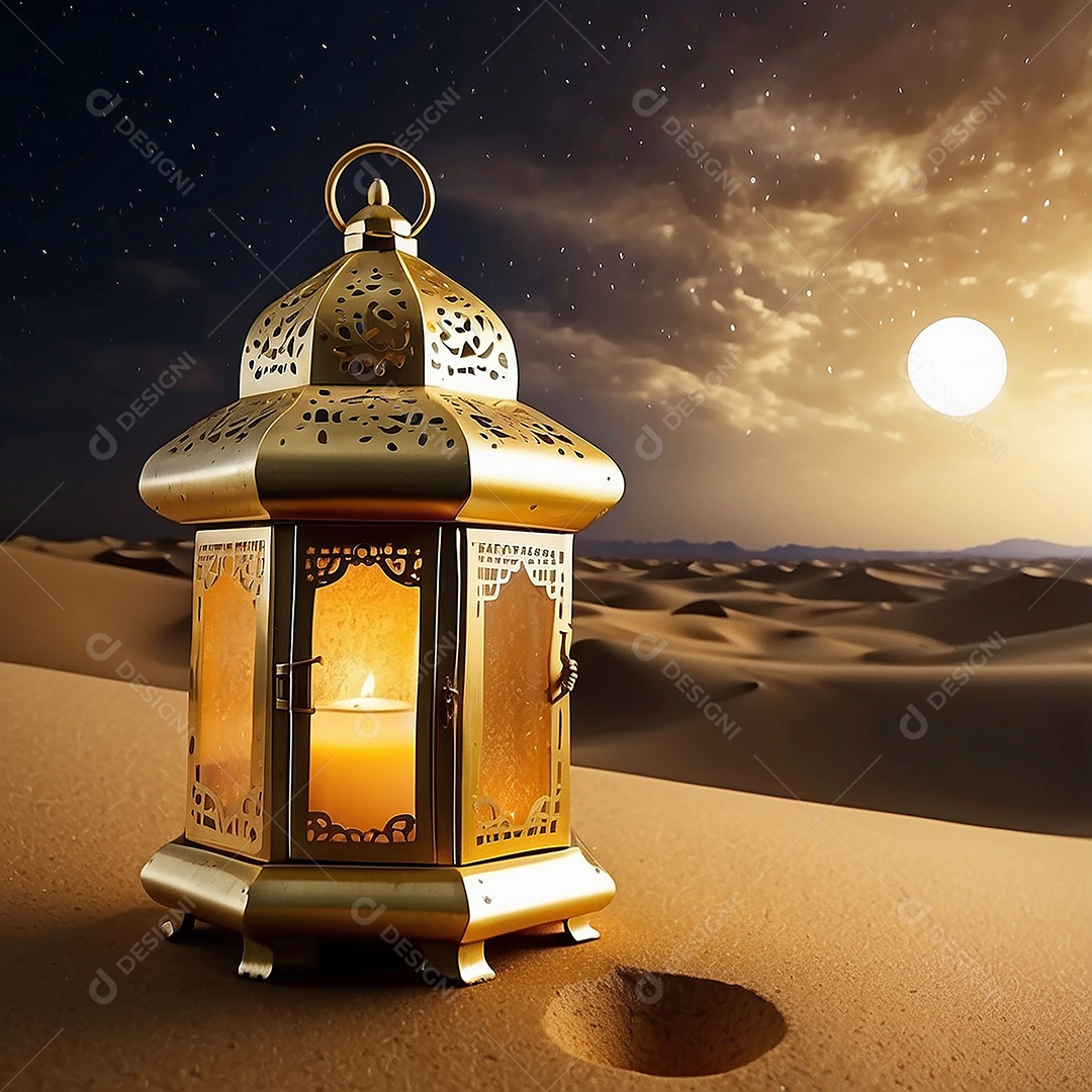 Padrão ouro islâmico espaço vazio luzes fundo