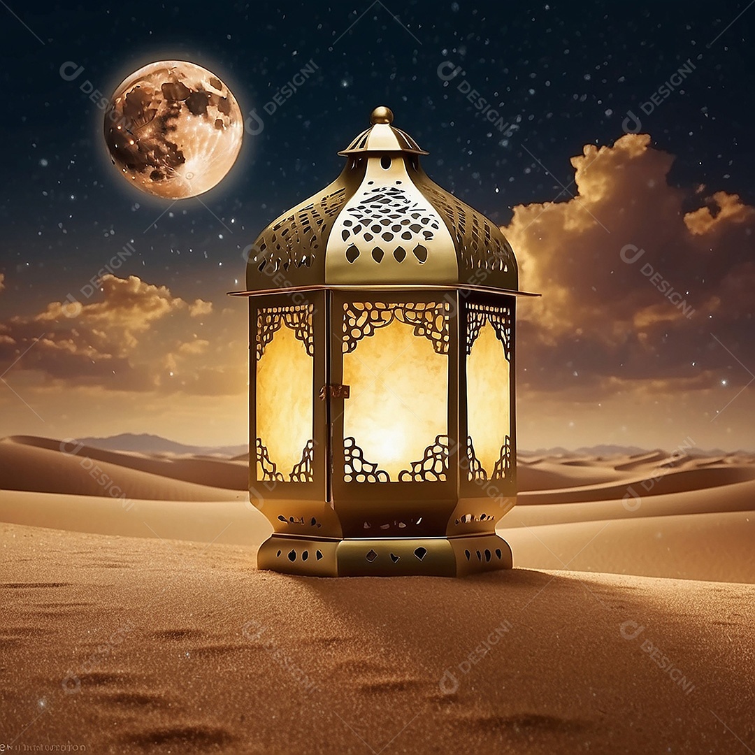 Padrão ouro islâmico espaço vazio luzes fundo