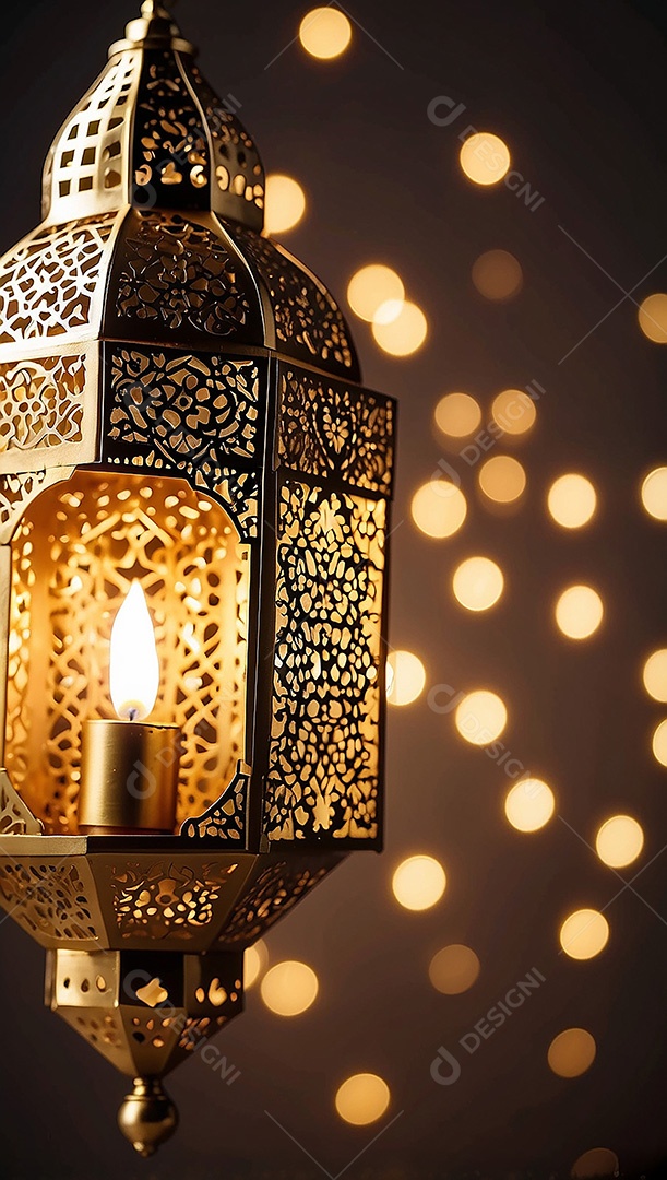 Padrão ouro islâmico espaço vazio luzes fundo