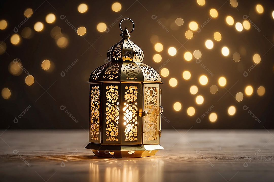 Padrão ouro islâmico espaço vazio luzes fundo