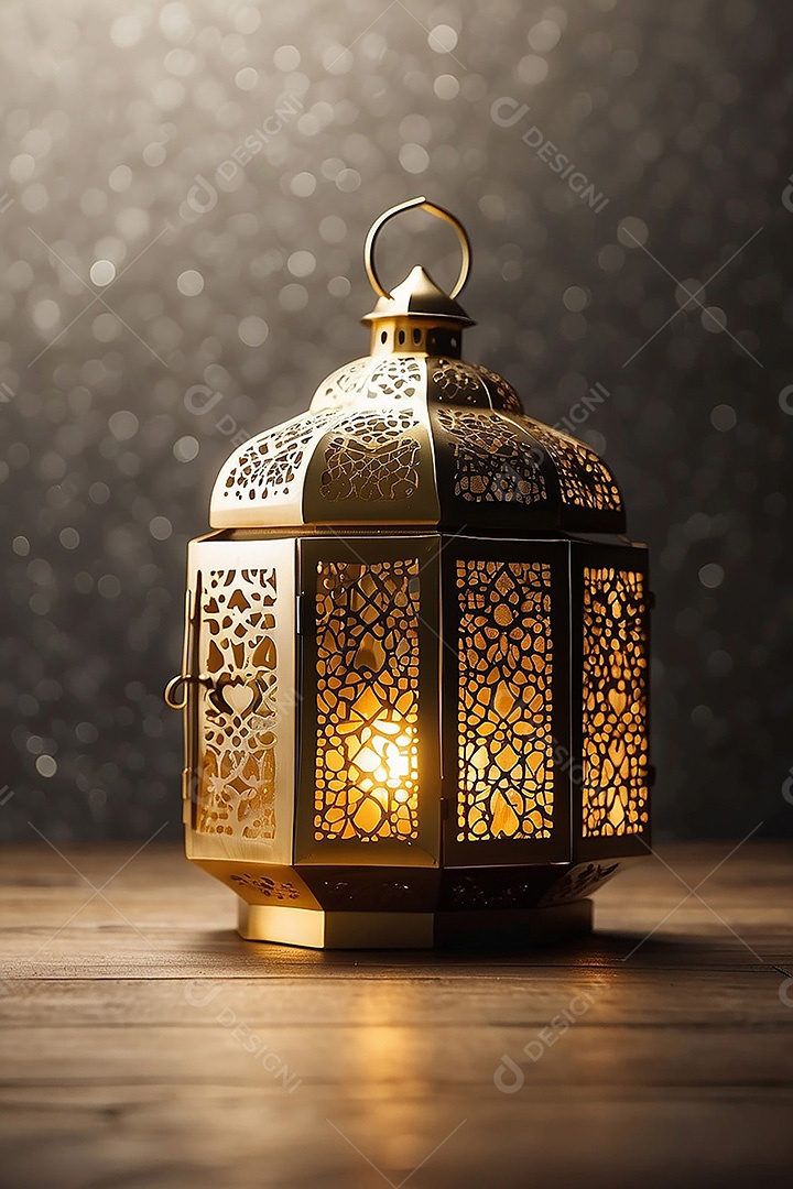 Padrão ouro islâmico espaço vazio luzes fundo