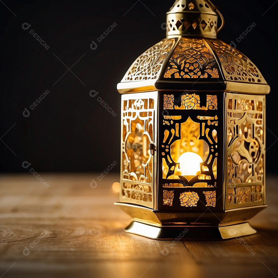 Padrão ouro islâmico espaço vazio luzes fundo