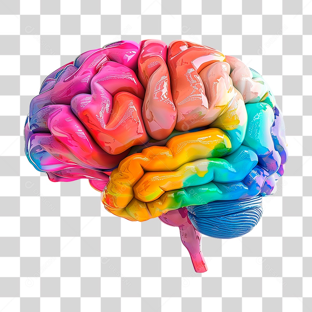 Cérebro Colorido PNG Transparente