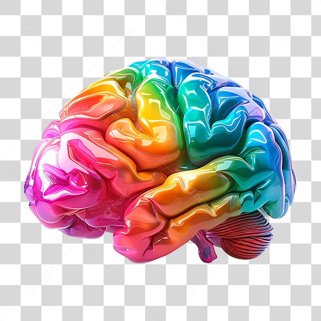 Cérebro Colorido PNG Transparente