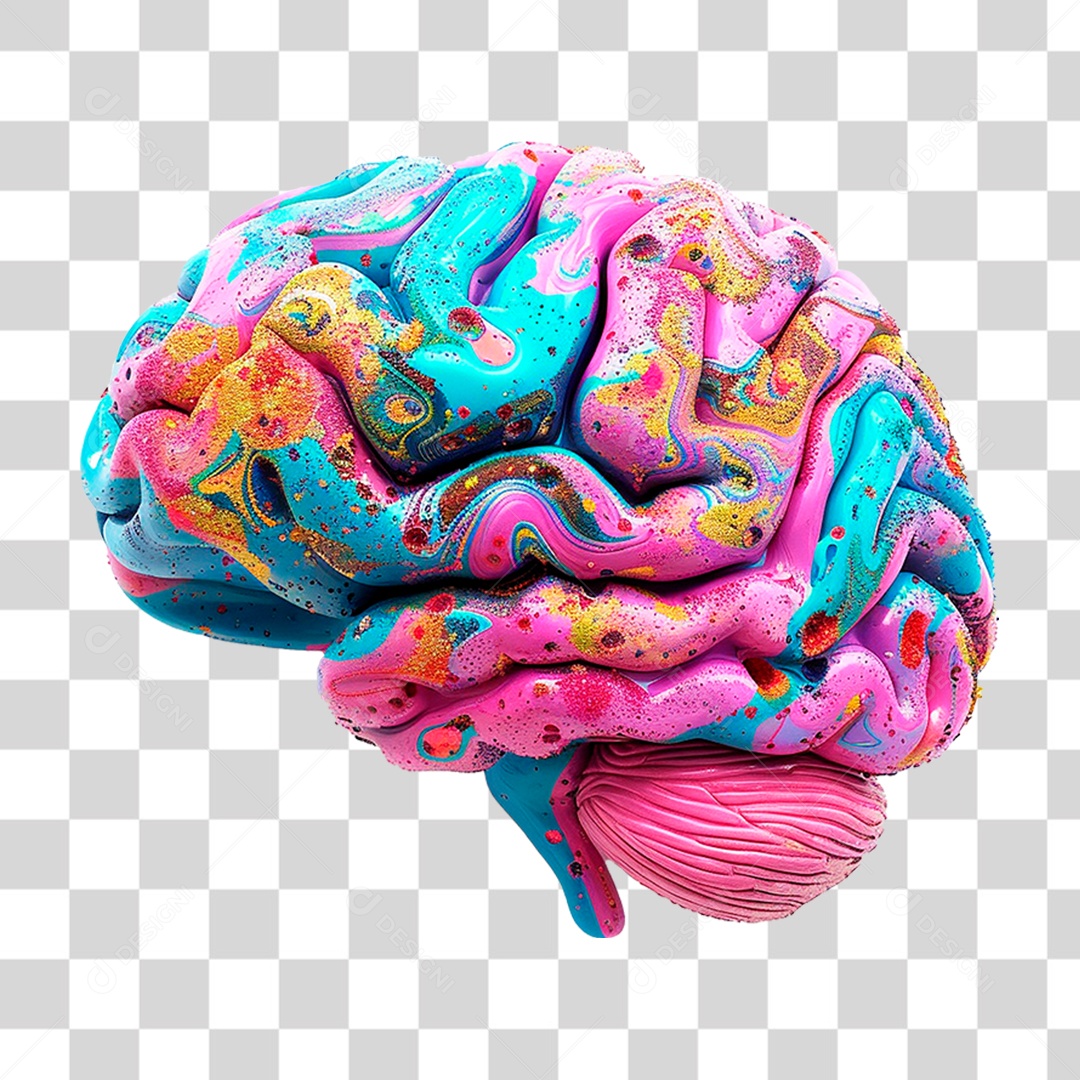 Cérebro Colorido PNG Transparente