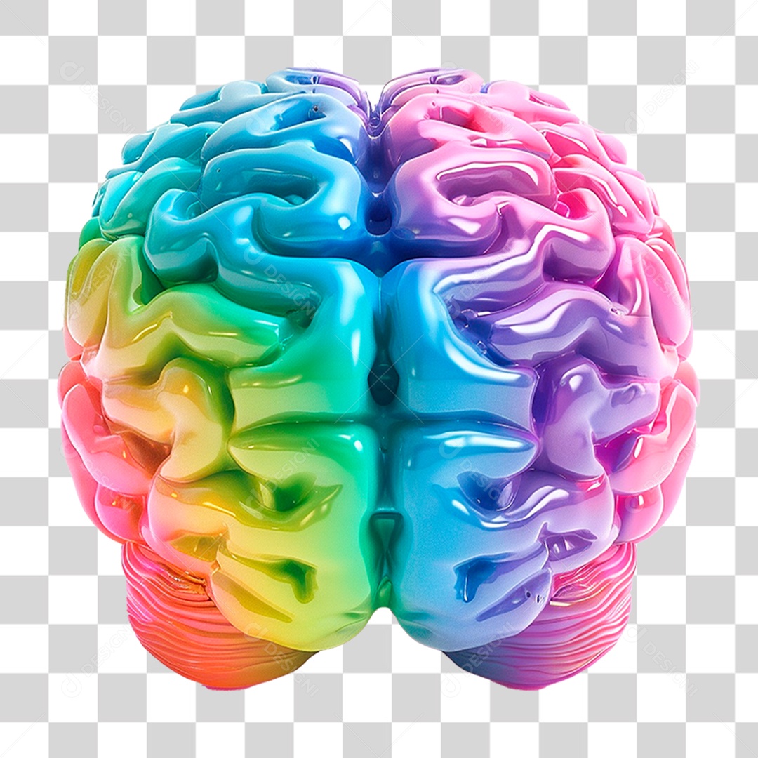Cérebro Colorido PNG Transparente