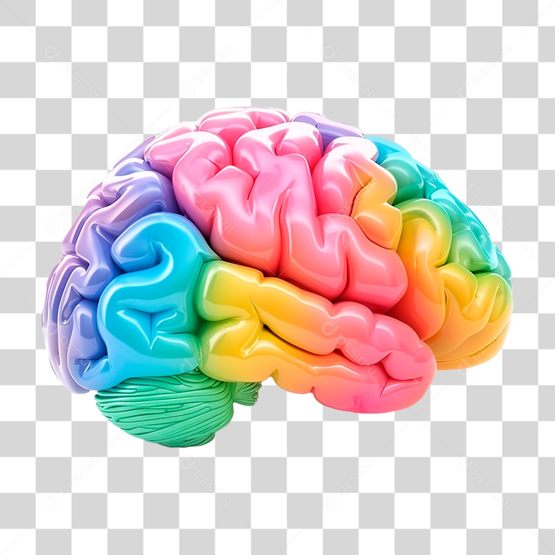 Cérebro Colorido PNG Transparente