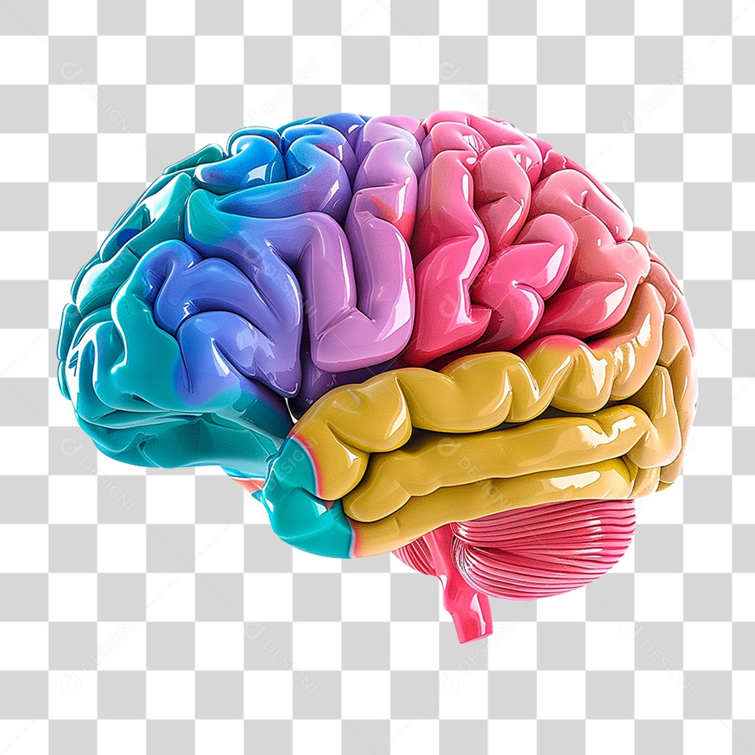 Cérebro Colorido PNG Transparente