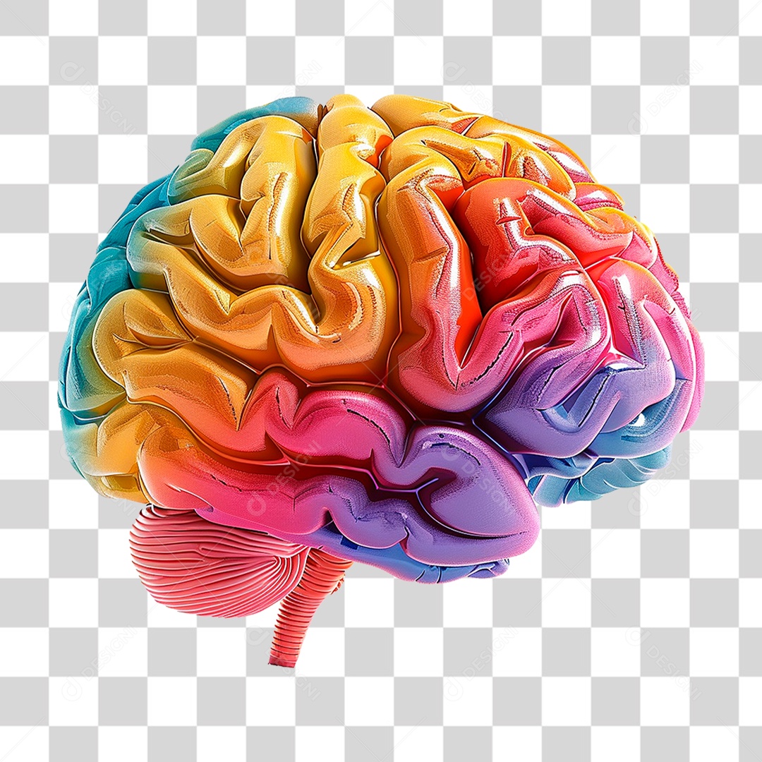 Cérebro Colorido PNG Transparente