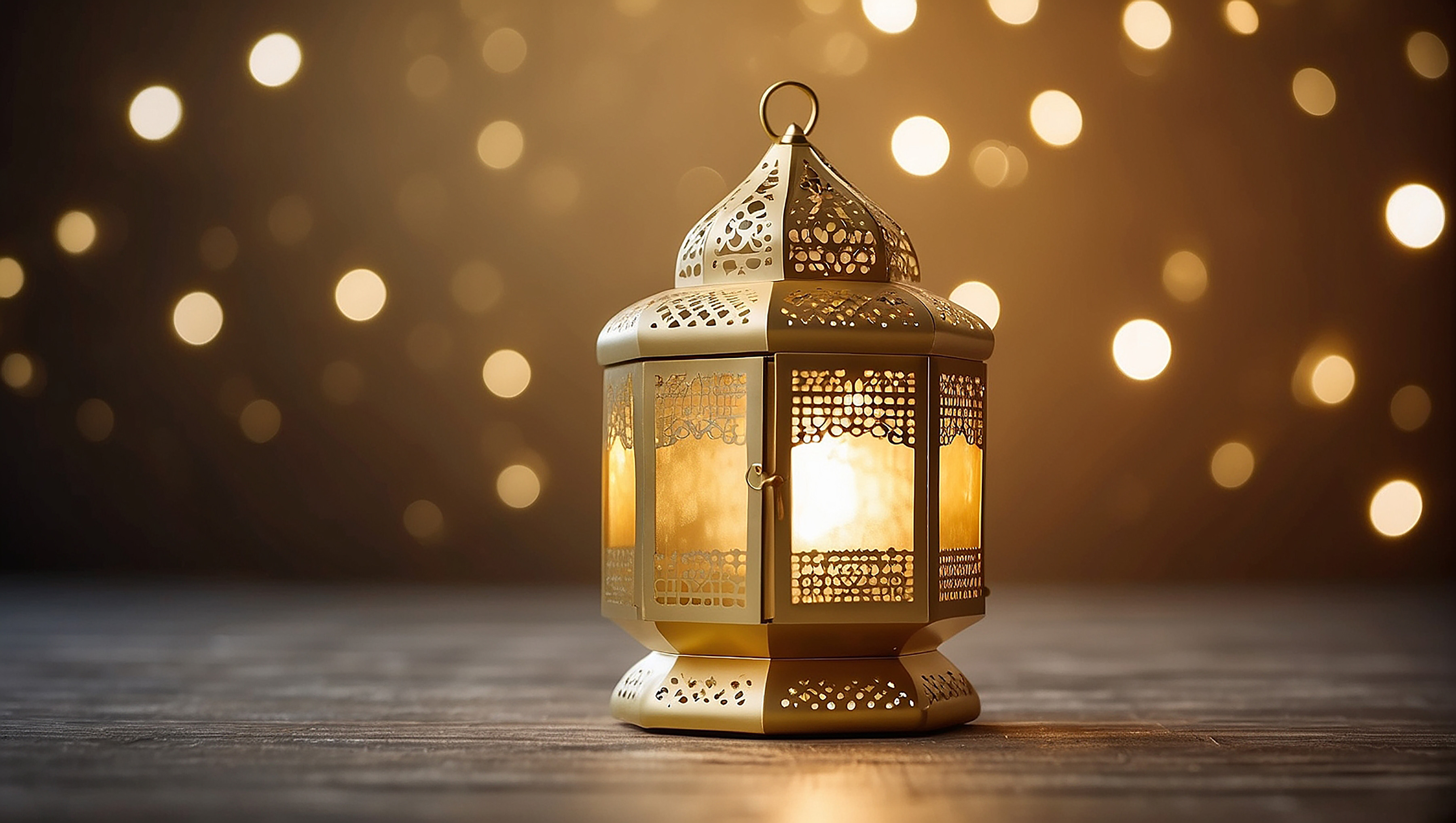 Padrão ouro islâmico lntern espaço vazio luzes fundo