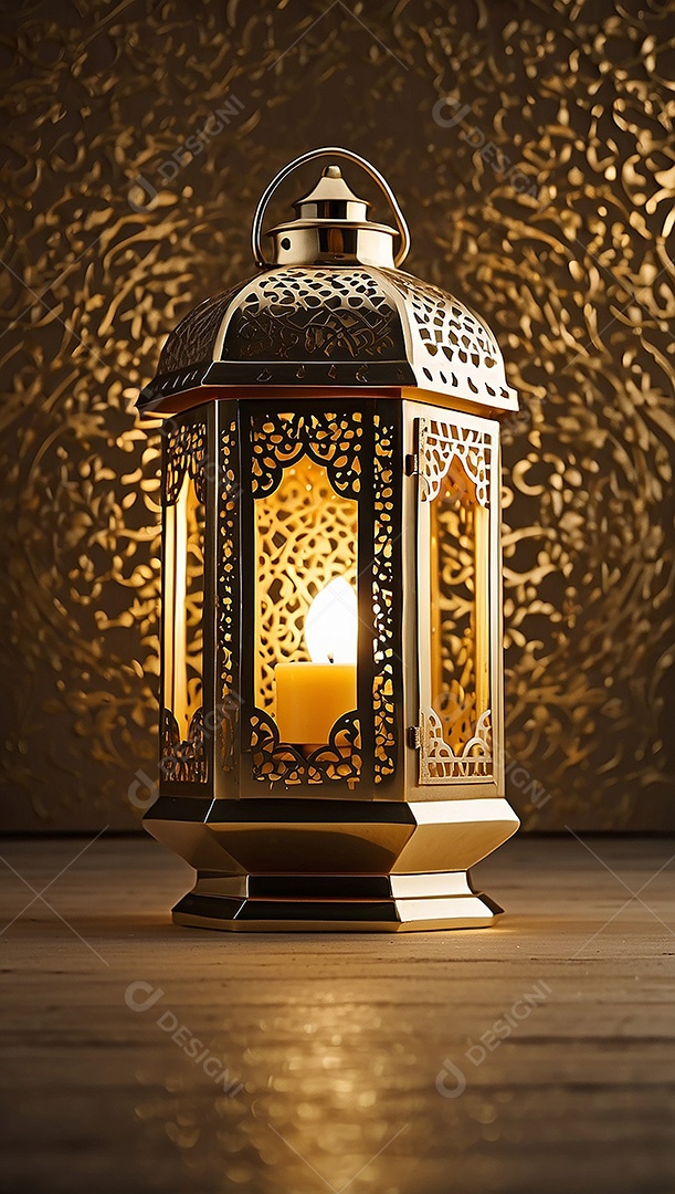 Padrão ouro islâmico espaço vazio luzes fundo