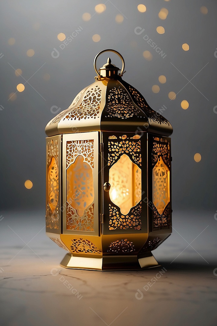 Lanterna islâmica de ouro padrão espaço vazio lua nuvens luzes