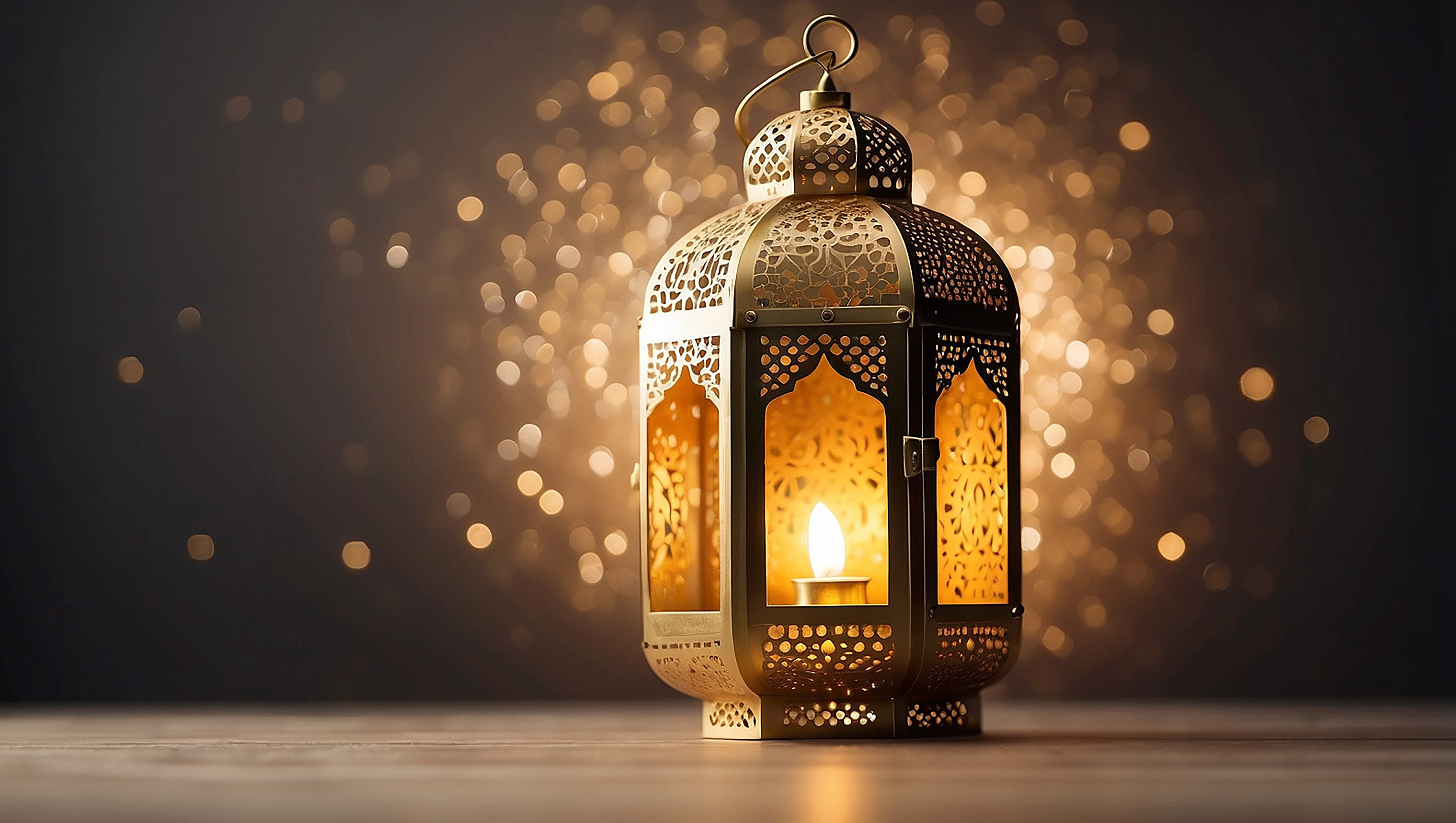 Lanterna islâmica de ouro padrão espaço vazio lua nuvens luzes
