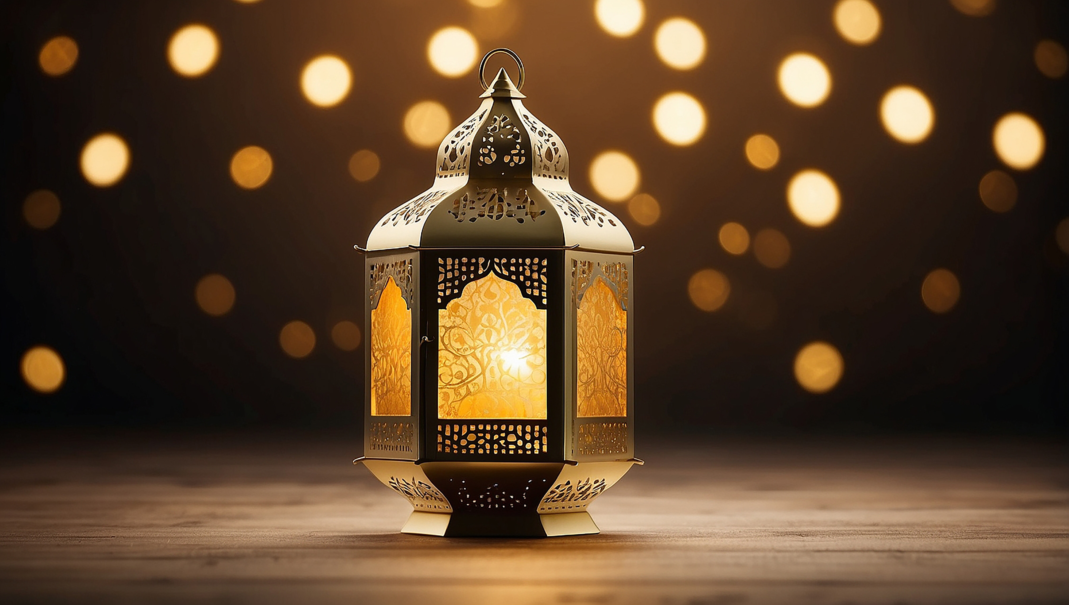 Lanterna islâmica de ouro padrão espaço vazio lua nuvens luzes