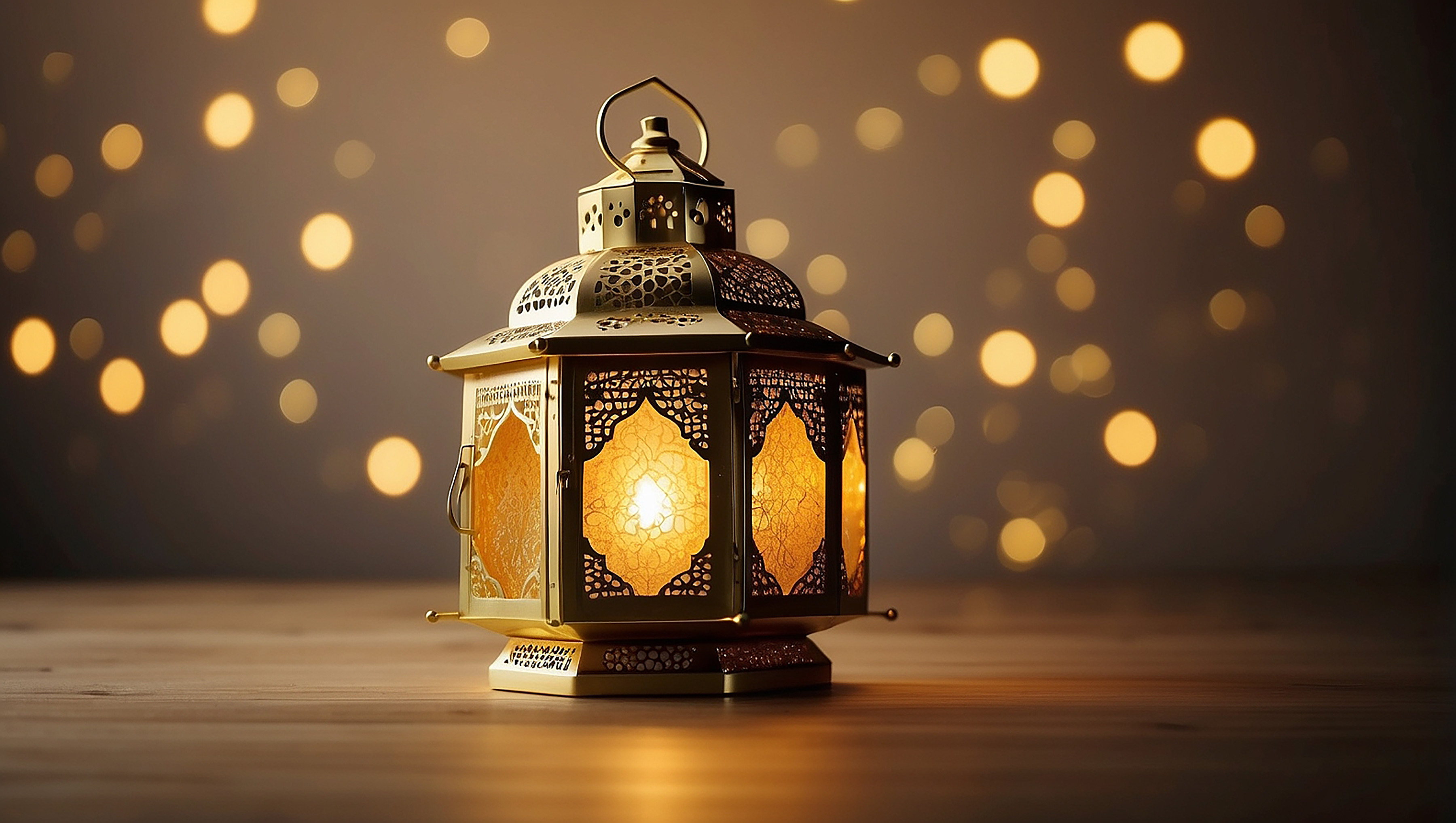Lanterna islâmica de ouro padrão espaço vazio lua nuvens luzes