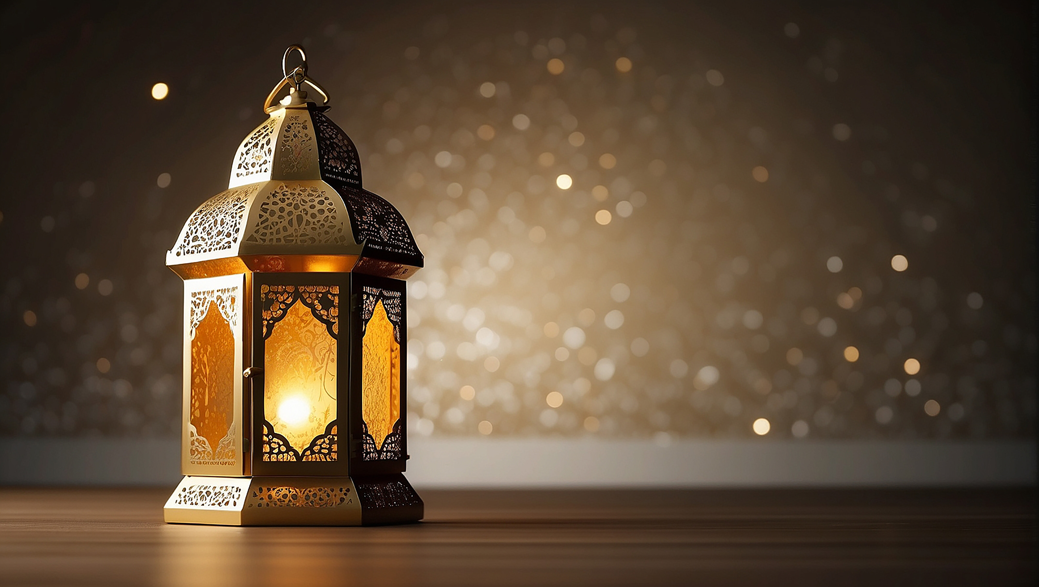 Lanterna islâmica de ouro padrão espaço vazio lua nuvens luzes