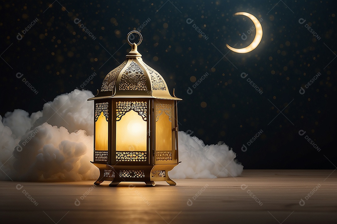 Padrão linda mesquita islâmica espaço vazio ilumina o fundo