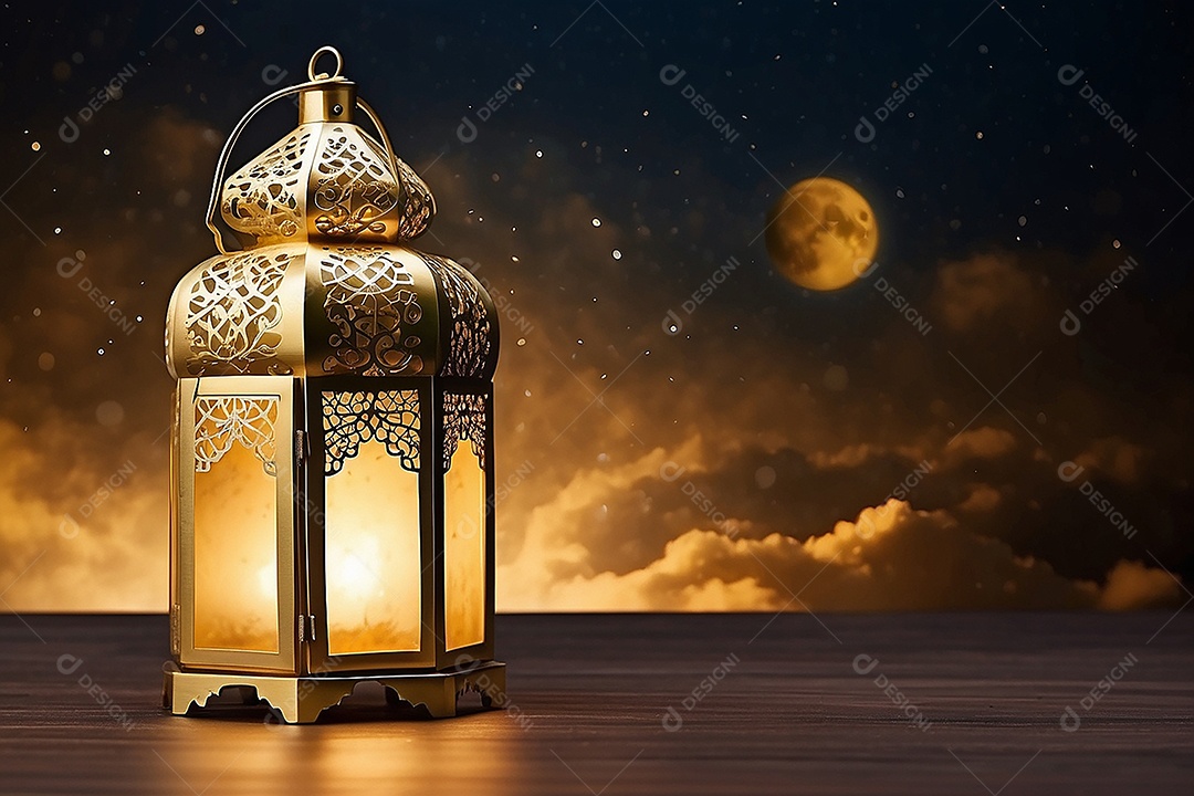 Padrão linda mesquita islâmica espaço vazio ilumina o fundo